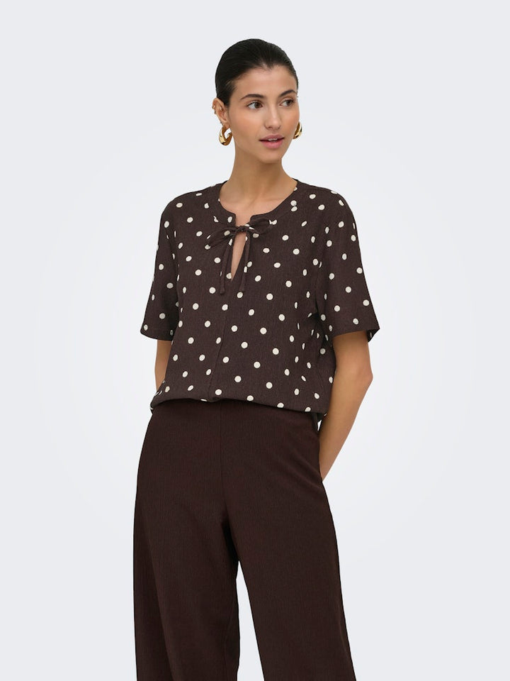 Jdydebbie Ss V Neck Top Jrs Dia - Bruin Dessin