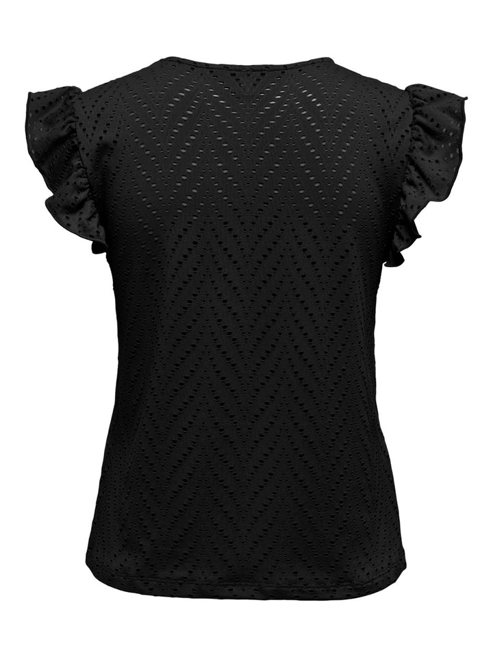 Onlsmilla S/l V-neck Frill Top Jrs - Zwart