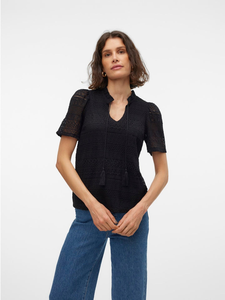 Vmhoney Lace Ss Tassel Top - Zwart