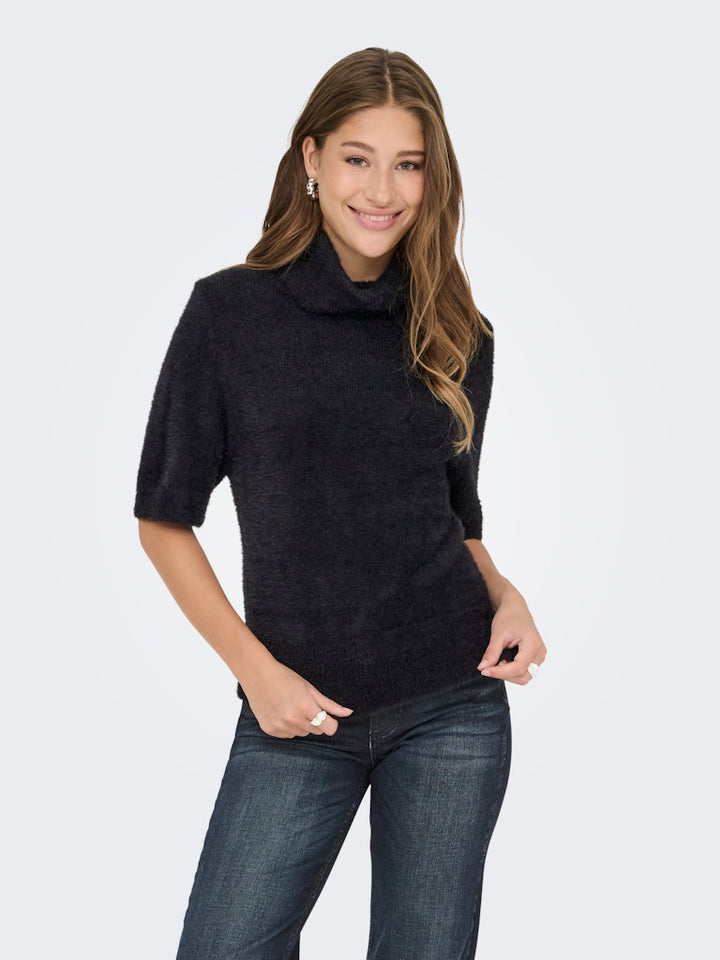 Onlpiumo Ss Highneck Knt - Zwart