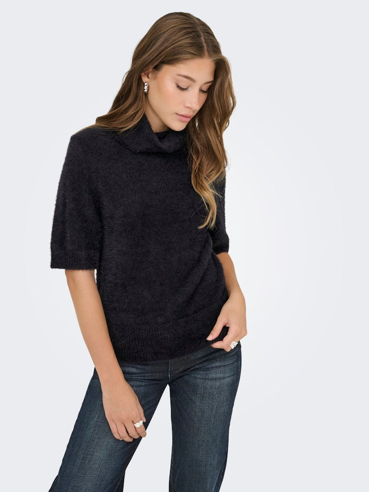 Onlpiumo Ss Highneck Knt - Zwart