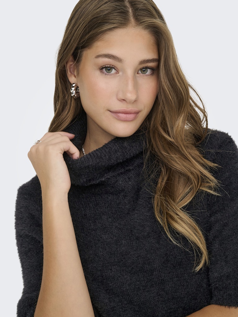 Onlpiumo Ss Highneck Knt - Zwart