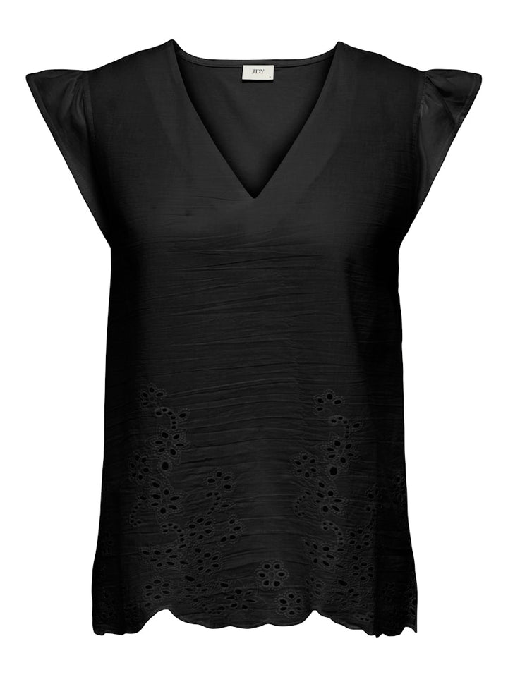 Jdyysta Life S/l Broderi Anglaise Top Jr - Zwart