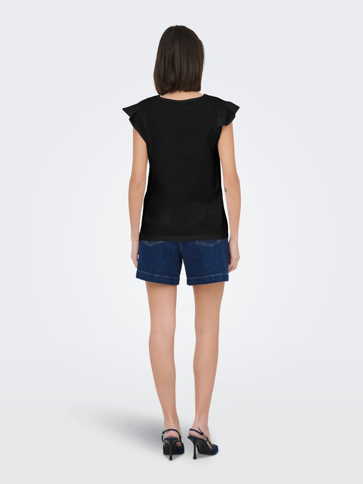 Jdyysta Life S/l Broderi Anglaise Top Jr - Zwart