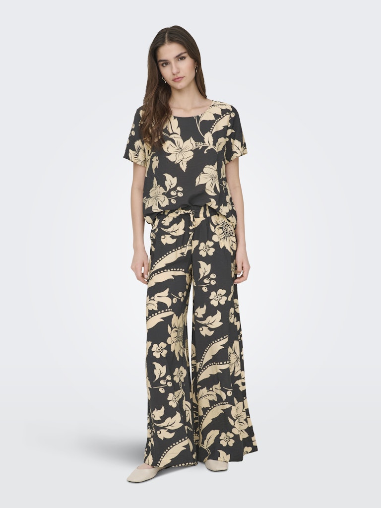 Jdytroya Life S/s O-neck Top Wvn Dia - Zwart Dessin