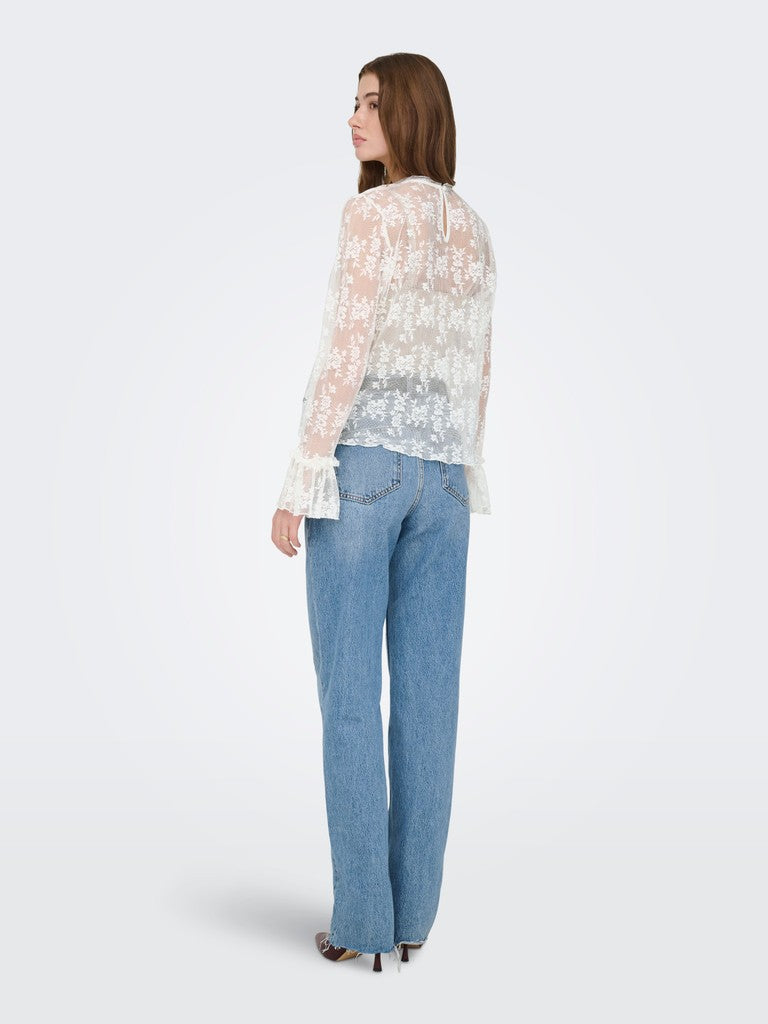 Onlcrisma L/s O-neck Top Wvn - Off-white