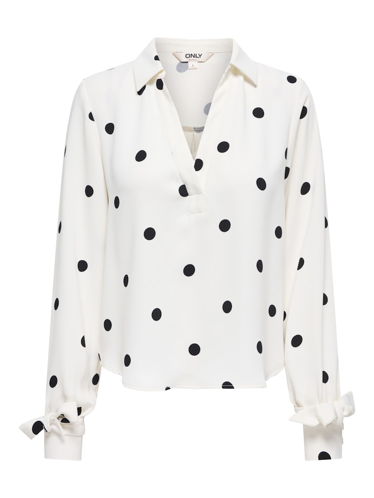 Onlbelem L/s Bow Top Wvn Sud - Ecru Dessin