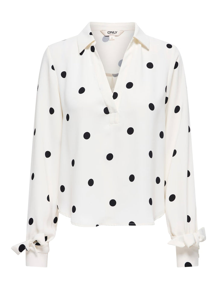 Onlbelem L/s Bow Top Wvn Sud - Ecru Dessin
