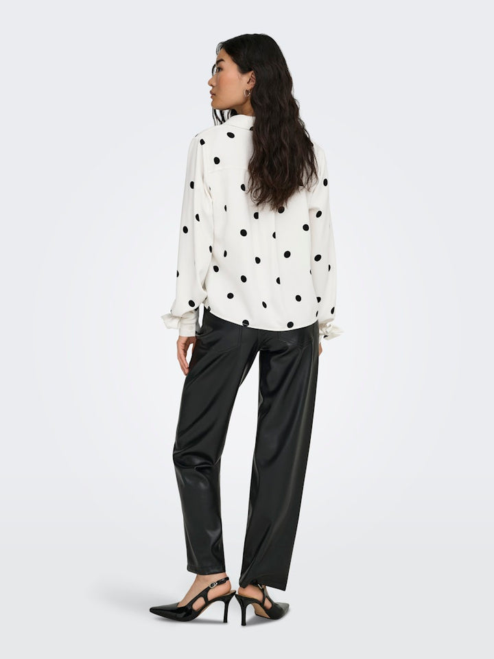 Onlbelem L/s Bow Top Wvn Sud - Ecru Dessin