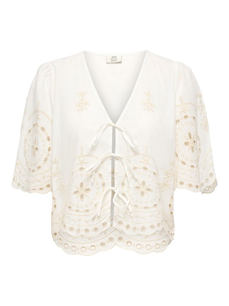 Jdypolly S/s Embroidery Tie Top Wvn - Wit Dessin