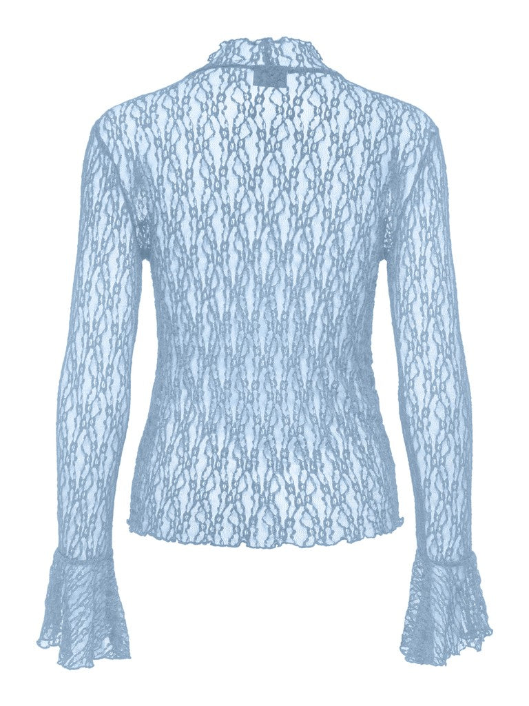 Jdylala L/s High Neck Lace Top Jrs - Lichtblauw