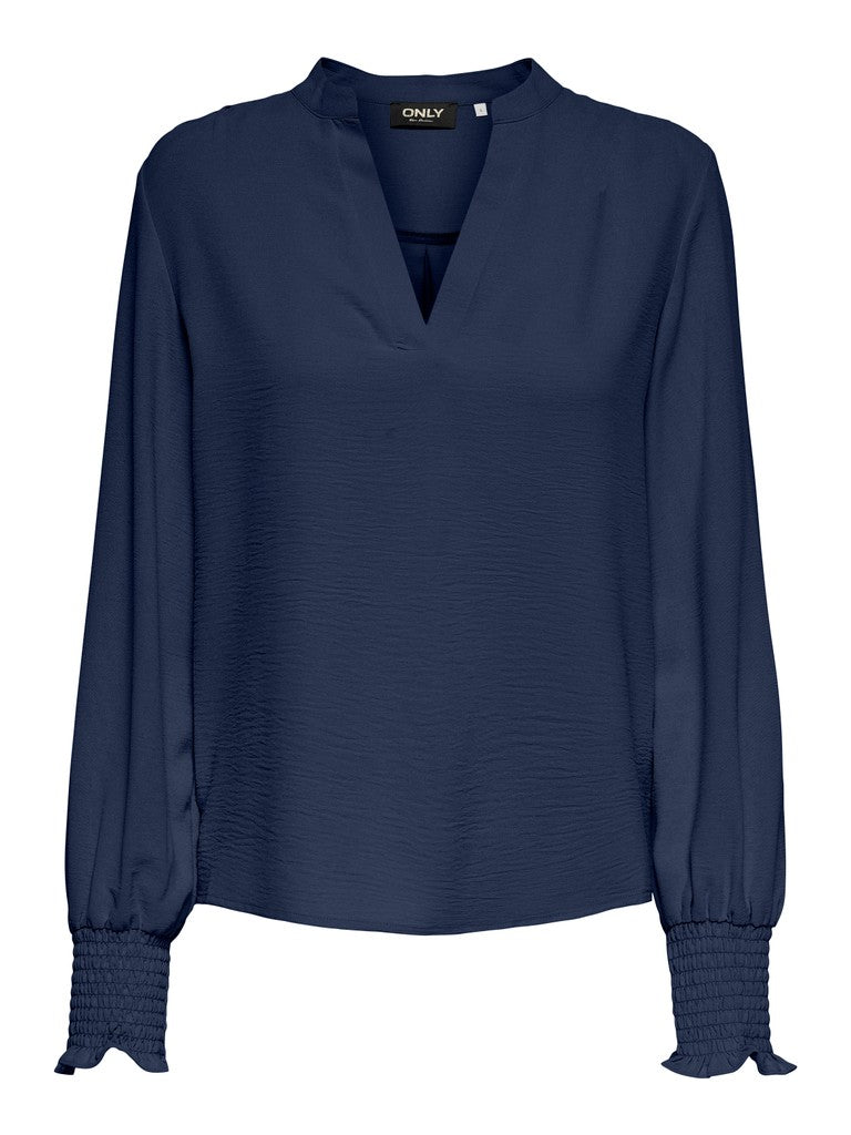 Onlmette V-neck Ls Smock Top Noos Wvn - Navy