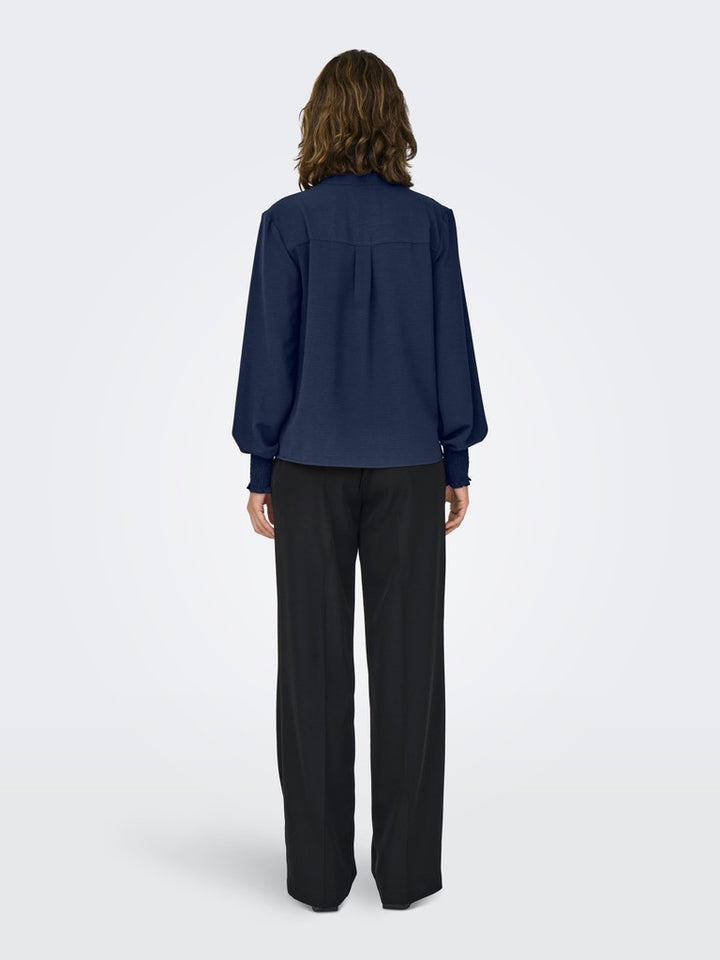 Onlmette V-neck Ls Smock Top Noos Wvn - Navy