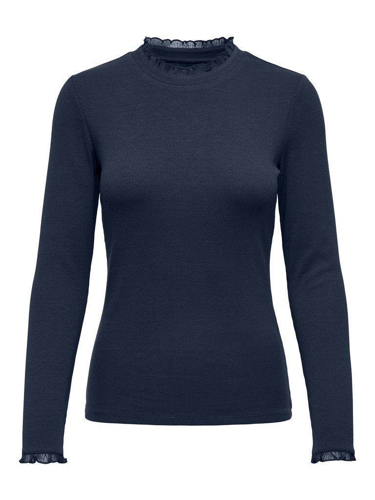 Onlleslie L/s Lace Mix Top Jrs - Navy