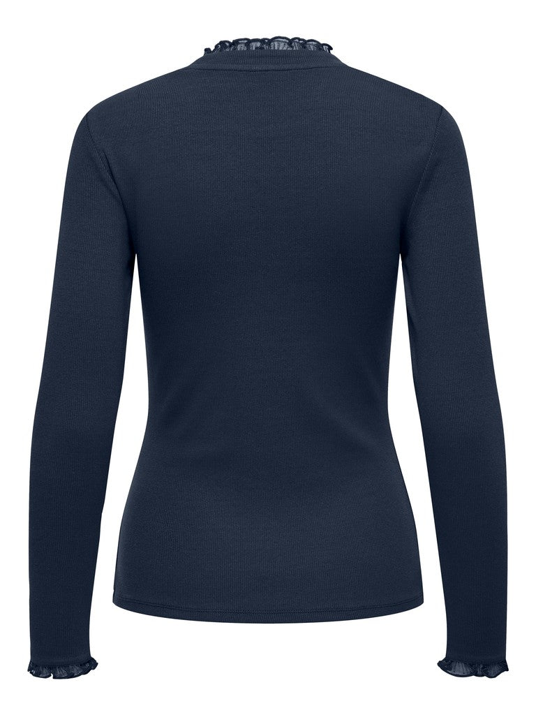 Onlleslie L/s Lace Mix Top Jrs - Navy