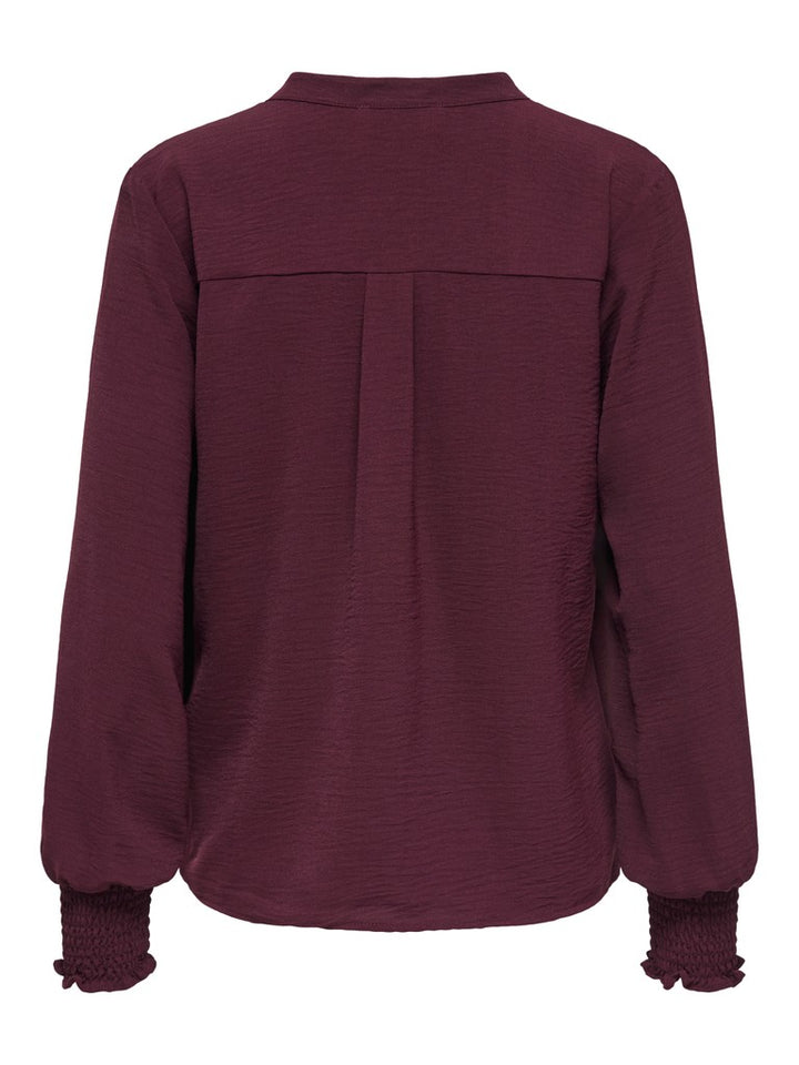 Onlmette V-neck Ls Smock Top Noos Wvn - Wijnrood