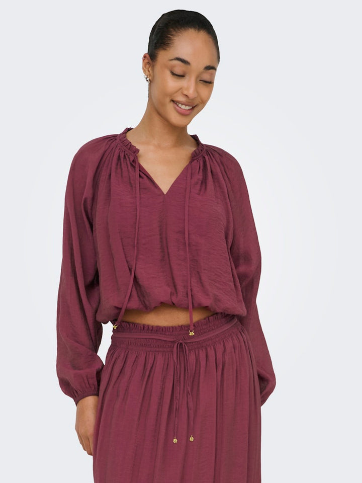 Jdypaige L/s Top Wvn - Steenrood