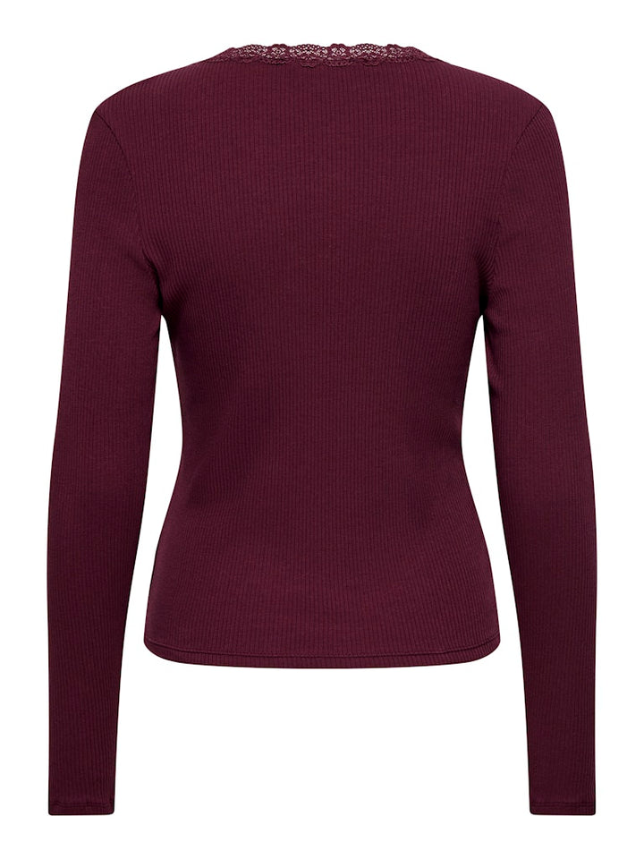 Onlsara Sharai L/s V-neck Top Jrs - Bordeaux
