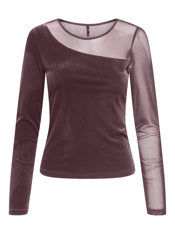 Onlsmooth L/s Mesh Mix Top Box Jrs - Bordeaux