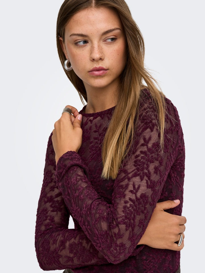 Onlblaise L/s Top Jrs - Bordeaux