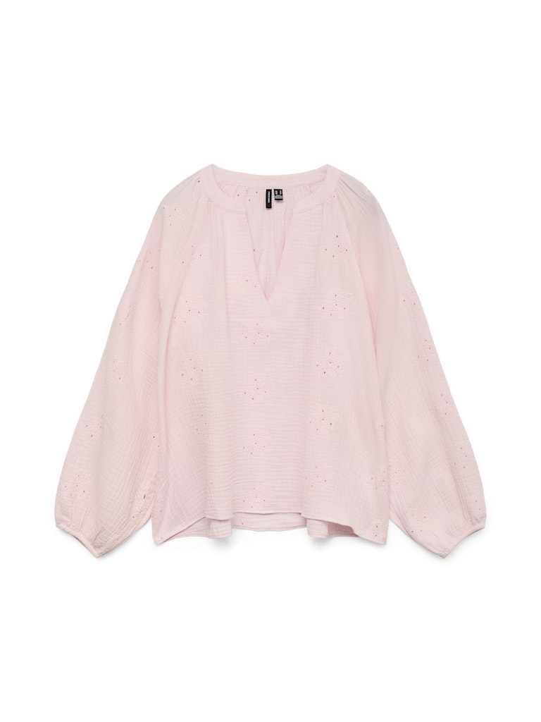 Vmnatali Ls Emb Top Wvn Noos - Licht Roze