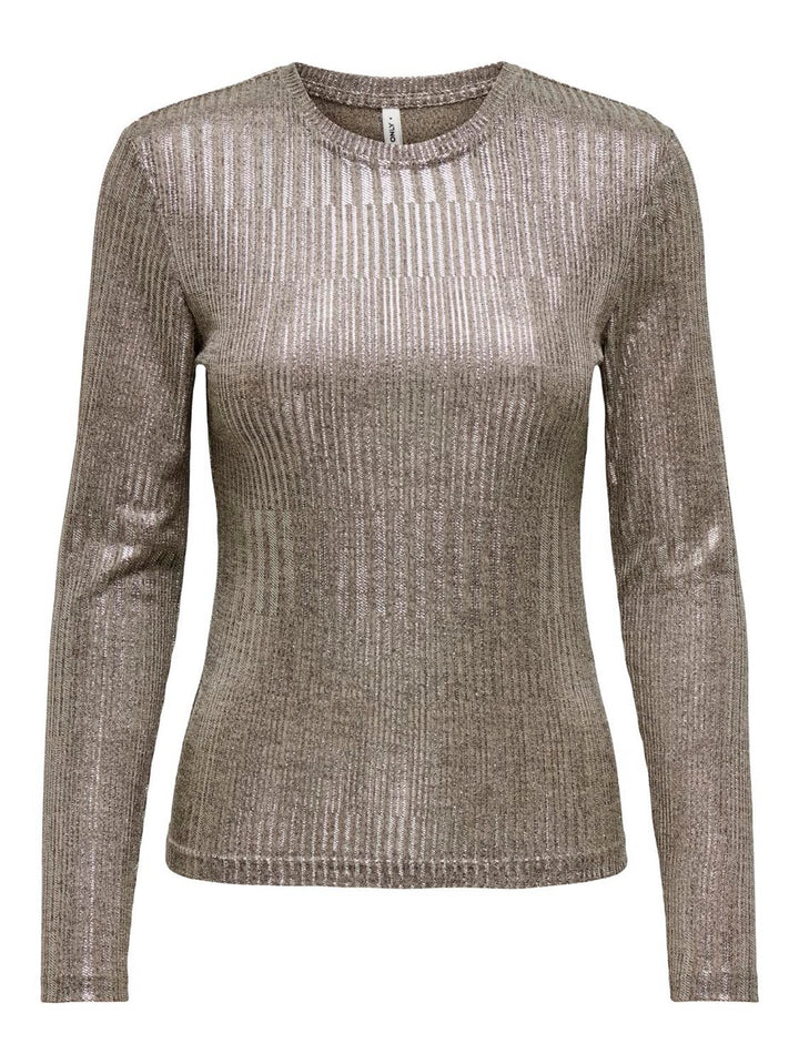 Onlmirinda Life L/s O-neck Top Jrs - Bruin Dessin
