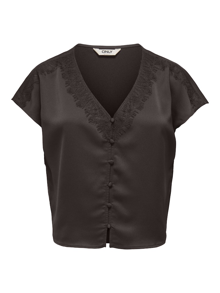 Onlfaraya S/l Button Lace Satin Top Wvn - Bruin Dessin