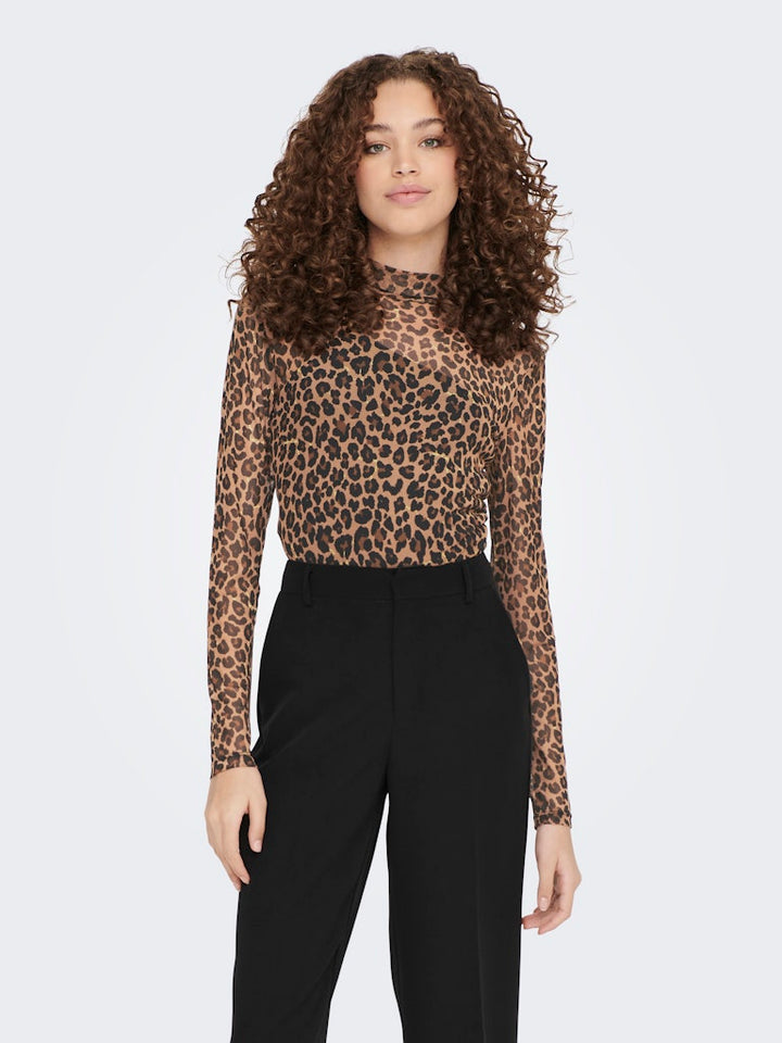 Jdycody L/s Bow Top Wvn - Bruin Dessin