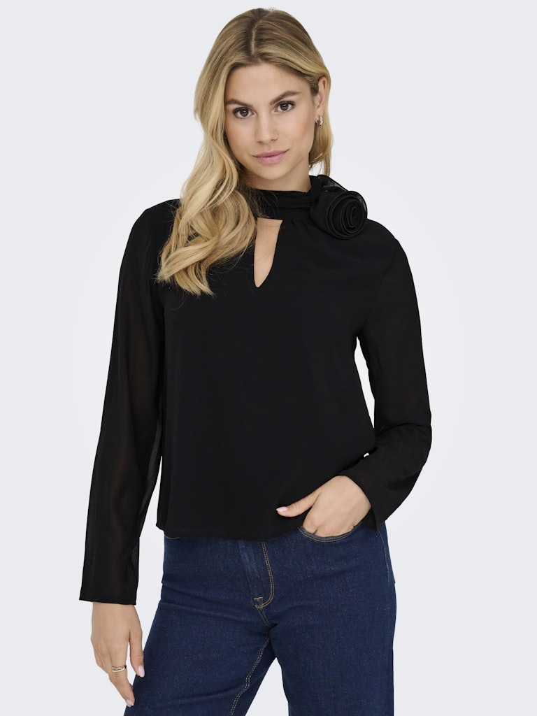 Jdynomi L/s High Neck Rose Top Wvn - Zwart