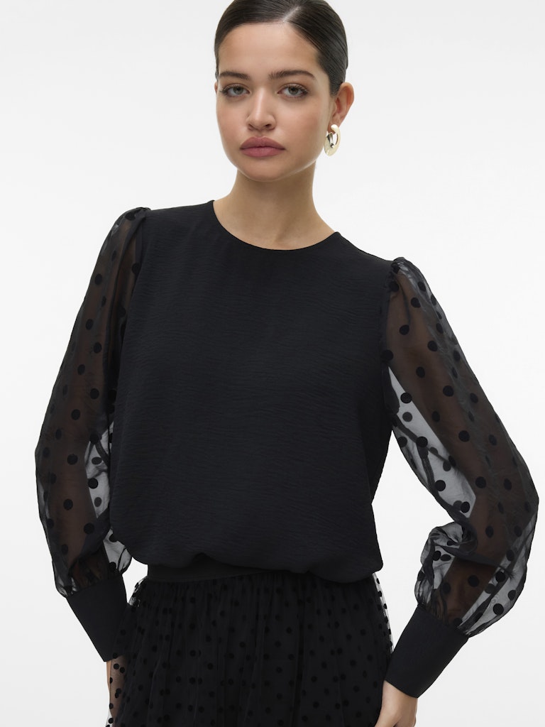 Vmalva Detail Ls Top Wvn - Zwart