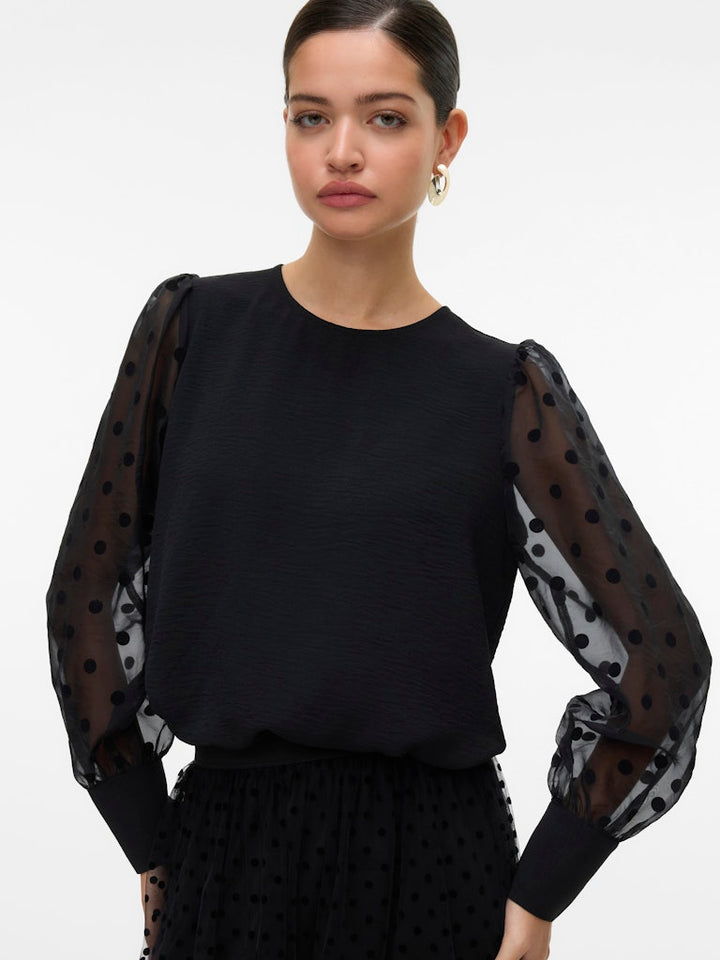 Vmalva Detail Ls Top Wvn - Zwart