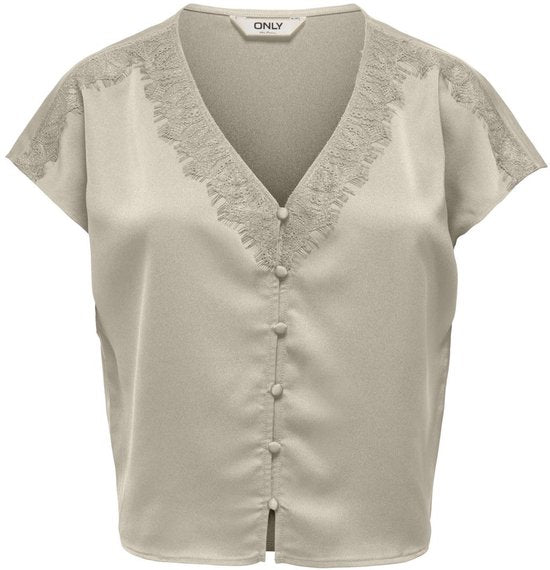 Onlfaraya S/l Button Lace Satin Top Wvn - Grijs Melee