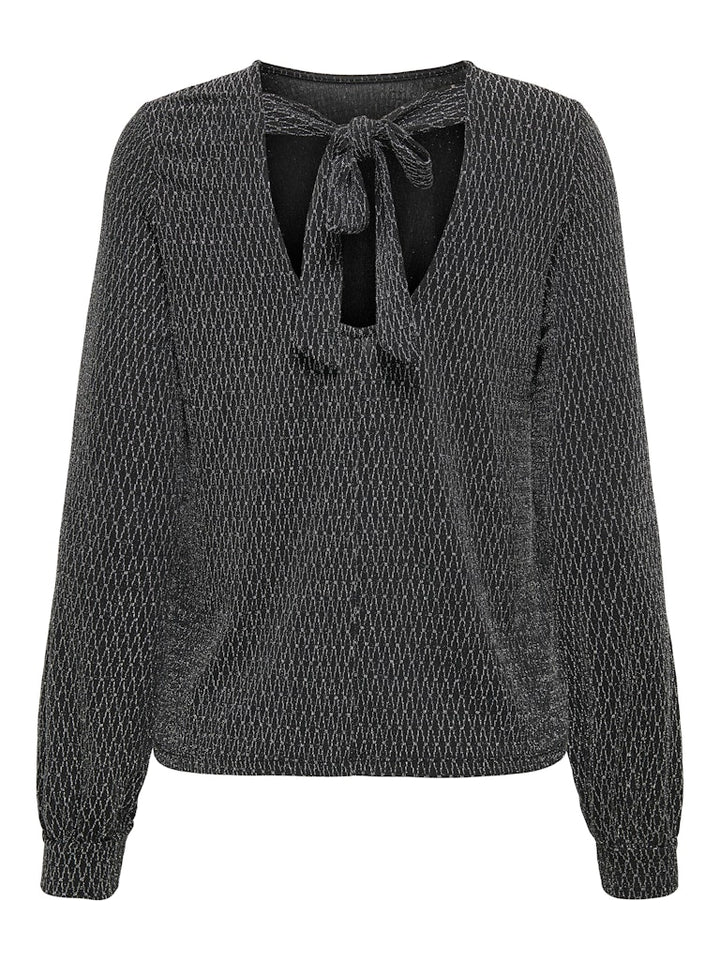 Onlcarol L/s Glitter Bow Top Box Jrs - Zwart Dessin