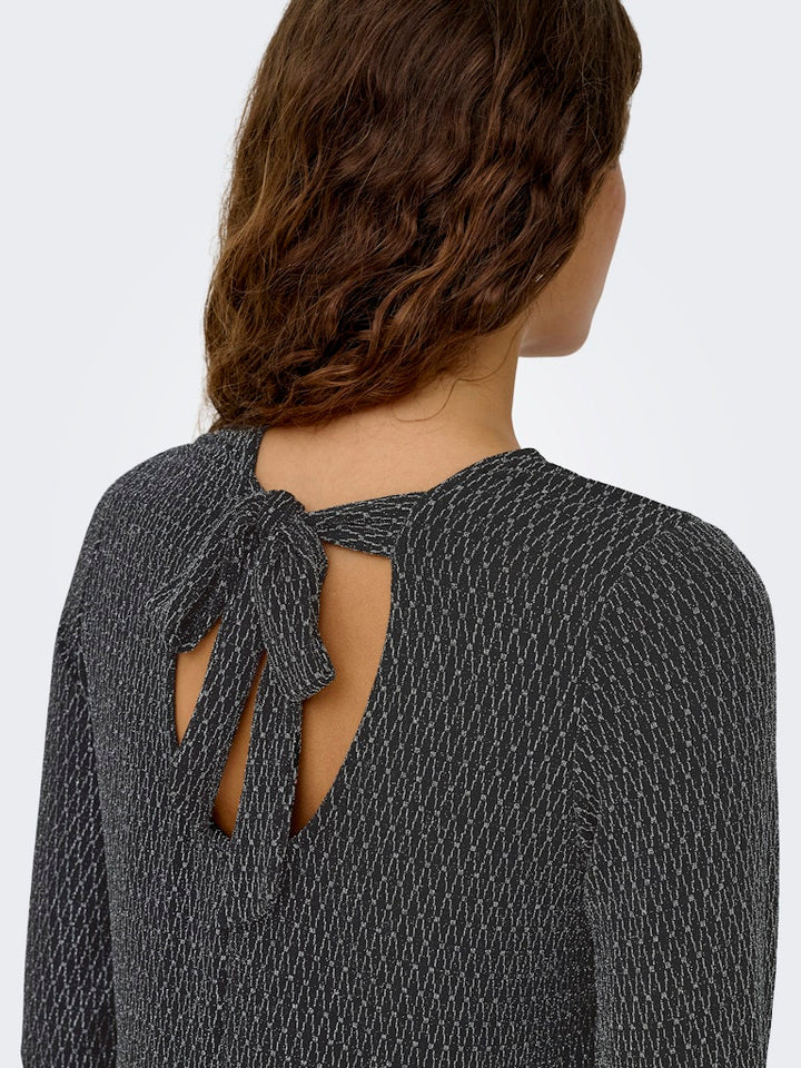 Onlcarol L/s Glitter Bow Top Box Jrs - Zwart Dessin