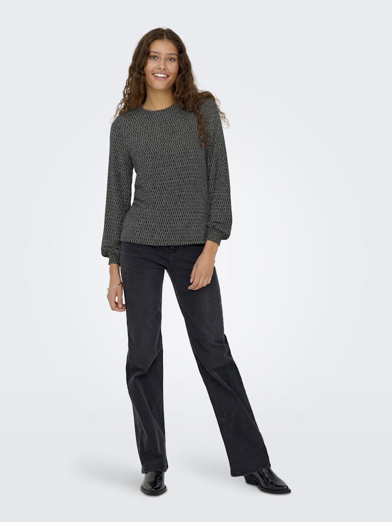 Onlcarol L/s Glitter Bow Top Box Jrs - Zwart Dessin