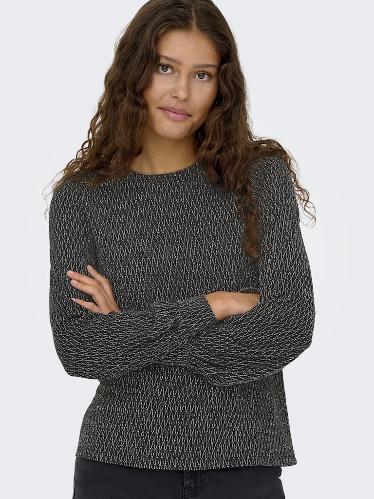 Onlcarol L/s Glitter Bow Top Box Jrs - Zwart Dessin