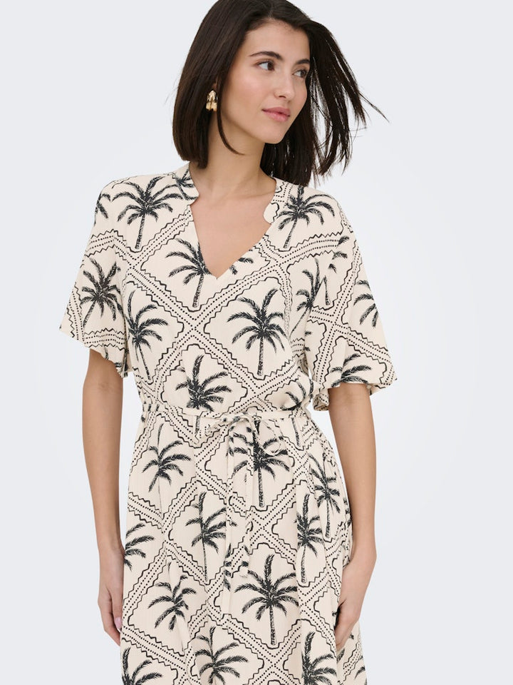 Jdygaby Life S/s Belt Dress Wvn - Zand Dessin