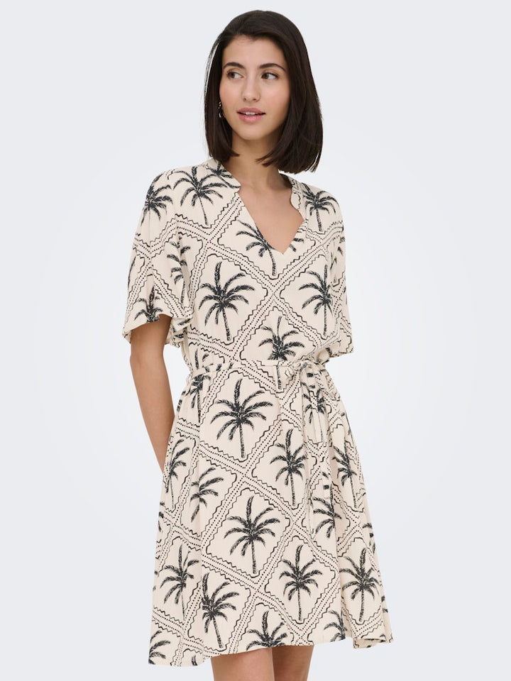 Jdygaby Life S/s Belt Dress Wvn - Zand Dessin