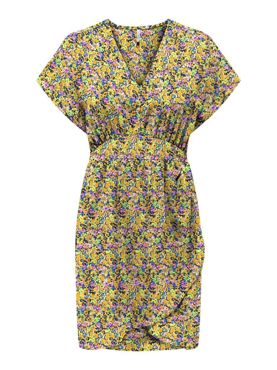 Onlnova Life Vis S/s Tracy Dress Ao - Geel Dessin