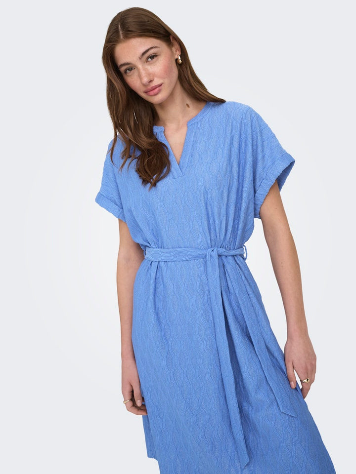 Onldiana S/s V-neck Dress Cs Jrs - Blauw