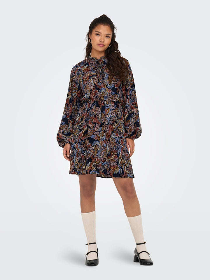 Jdycana L/s Short Dress Wvn - Blauw Dessin