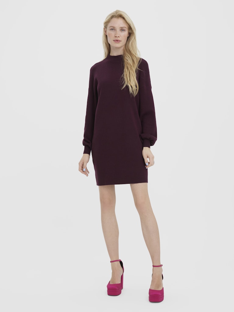 Vmnancy Ls Funnelneck Dress Noos - Bordeaux