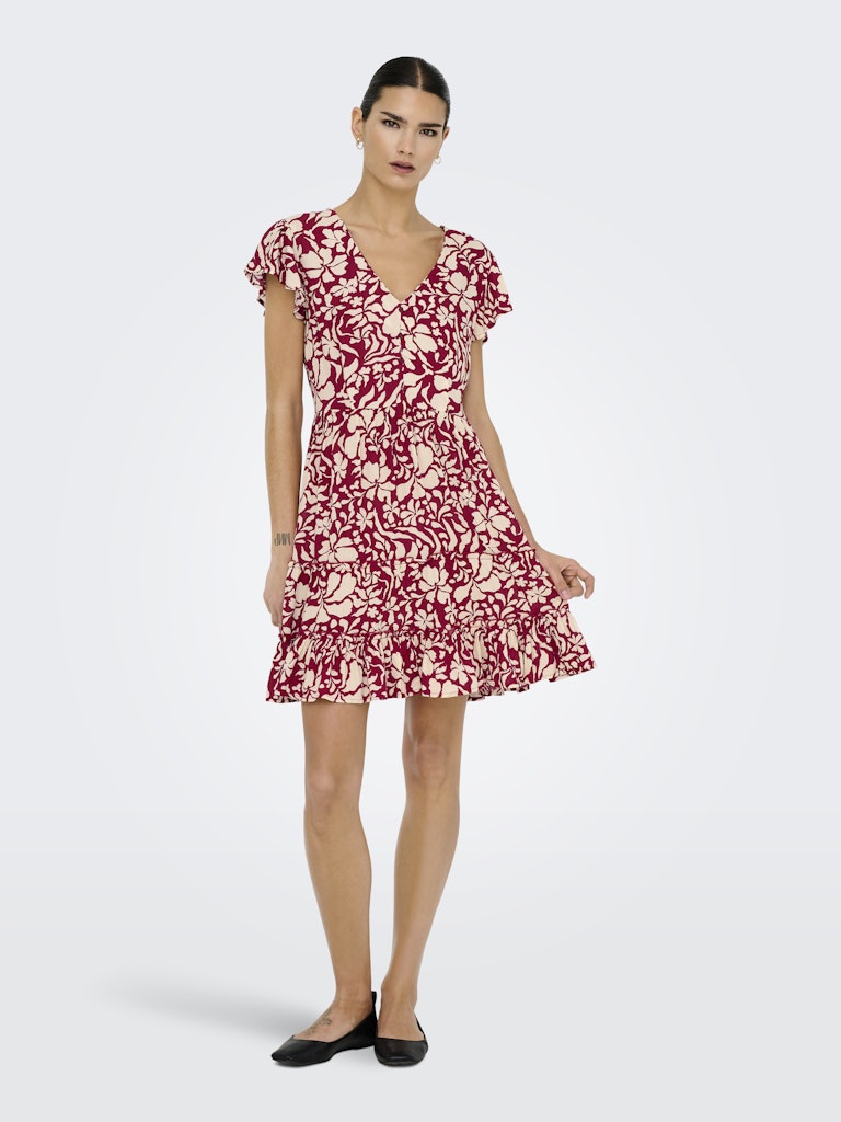 Onlclaudette Life Ss Mini Dress Wvn Noos - Rood Dessin