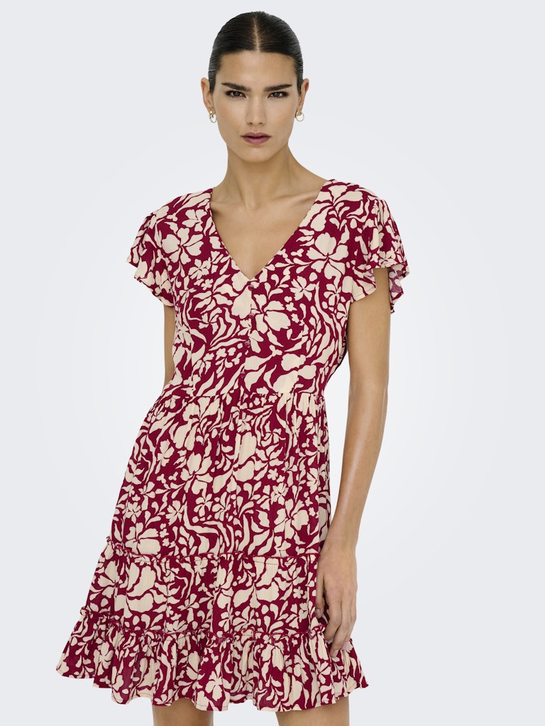 Onlclaudette Life Ss Mini Dress Wvn Noos - Rood Dessin
