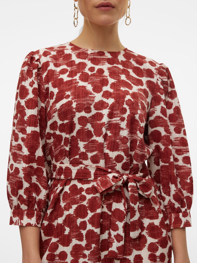 Vmpila Senya 3/4 Short Dress Wvn - Rood Dessin