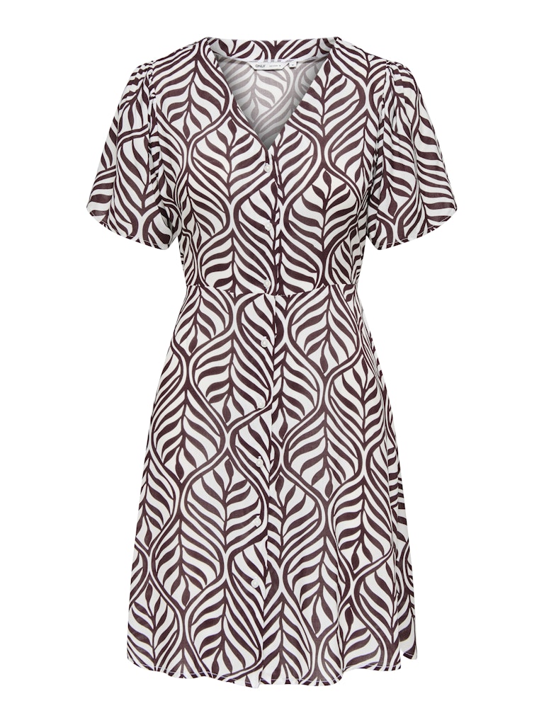 Onlevida S/s Short Dress Wvn Noos - Bruin Dessin