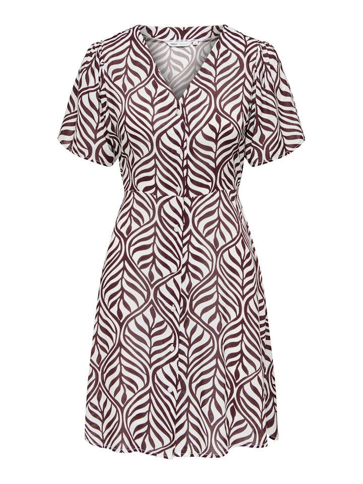 Onlevida S/s Short Dress Wvn Noos - Bruin Dessin