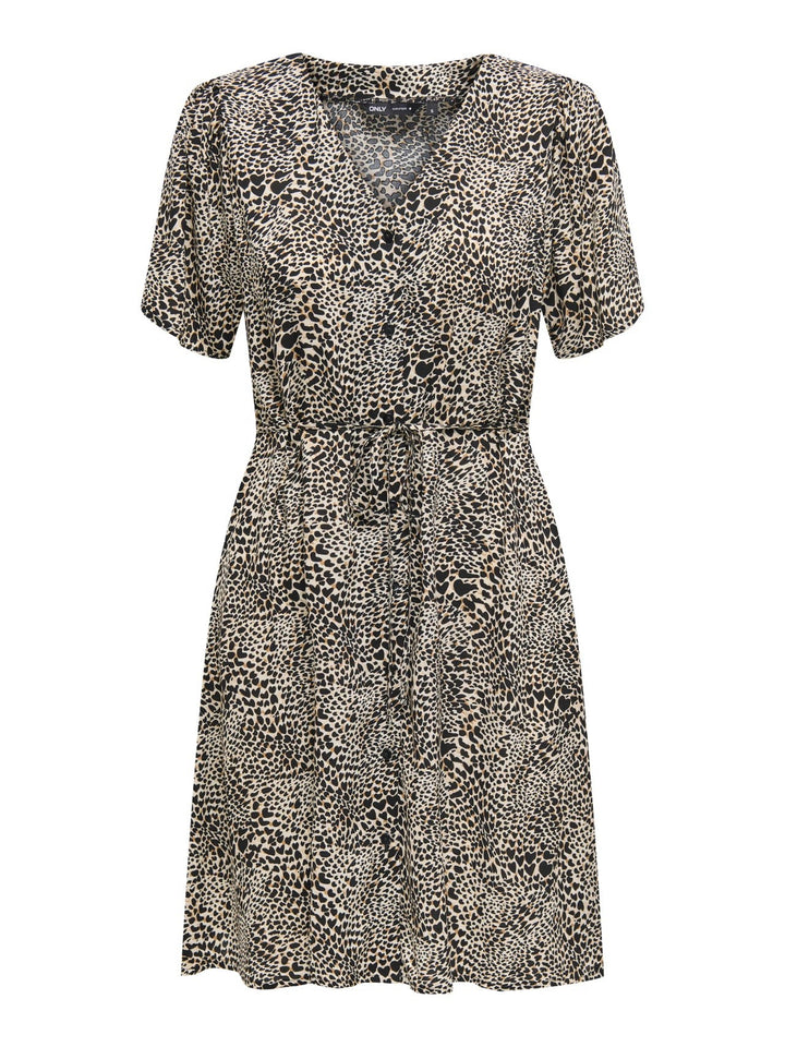 Onlevida S/s Short Dress Wvn Noos - Zwart Dessin