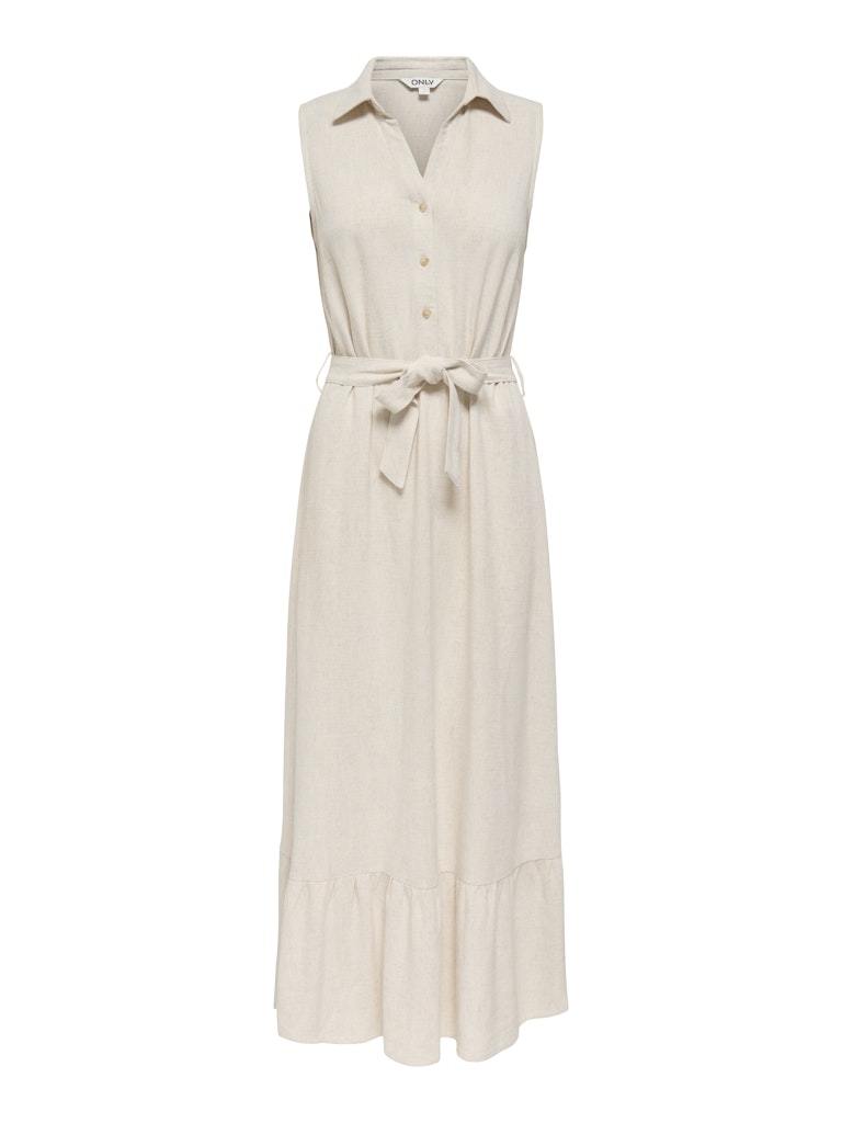 Onlsiesta Lin Sl Belt Dress Pnt Noos - Beige