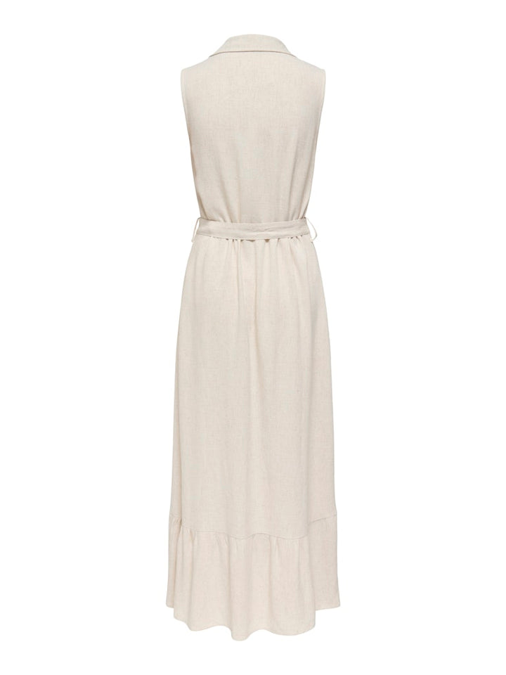 Onlsiesta Lin Sl Belt Dress Pnt Noos - Beige
